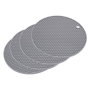 Unique Bargains Silicone Heat Resistant Non-slip Flexible Trivets 7.08" x 7.08” x 0.57" 4 Pcs - 1 of 4