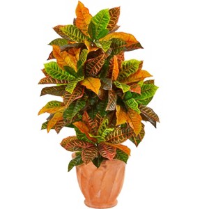 Nearly Natural 40-in Croton Artificial Plant in Terracotta Planter (Real Touch) - 1 of 1