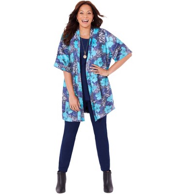 Catherines Women's Plus Size In-Vogue Velvet Duster