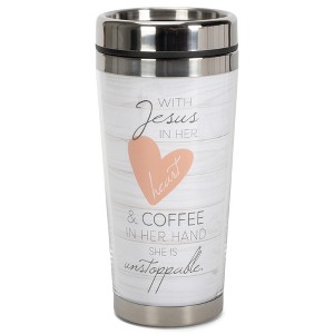 Dicksons with Jesus and Coffee She is Unstoppable 16 Ounce Stainless Steel Travel Tumbler Mug - 1 of 4