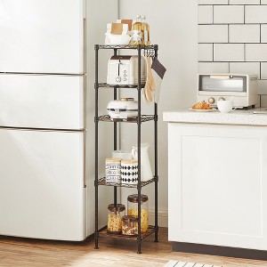 SONGMICS 5-Tier Bathroom Shelf, Storage Rack for Small Space, with 5 PP Shelf Liners, Removable Hook, Extendable Design - 1 of 4