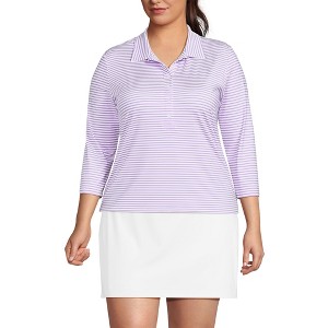 Lands' End Women's 3/4 Sleeve Active Polo Shirt - 1 of 3
