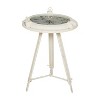 Coastal Compass Metal Accent Table White - Olivia & May: Round Glass Top, Nautical Beach Style - 3 of 4