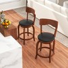 Tangkula 24" Swivel Bar Stools Set of 4 w/ Rubber Wood Frame Upholstered Seat Footrest - 3 of 4