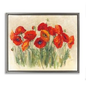 Stupell Industries Red Poppy Florals Soft Green Meadow Grass Floating Frame Canvas Art, Gray, 21" x 17" - 1 of 4