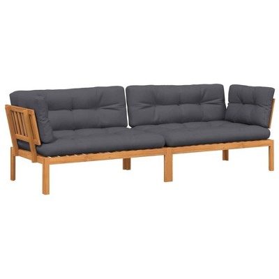 vidaXL Patio Pallet Corner Sofas with Cushions - 2 Pcs/Set - Solid Acacia Wood - Brown/Anthracite