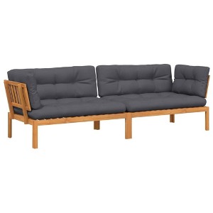 vidaXL Patio Pallet Corner Sofas with Cushions - 2 Pcs/Set - Solid Acacia Wood - Brown/Anthracite - 1 of 4