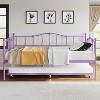 Purple Metal Twin Daybed with Pullout Trundle Bed, Love-Heart Design, Steel Slat Support, No Box Spring Needed, Space-Saving Sofa Bed - 4 of 4