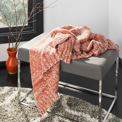Red Cotton Knitted Contemporary Throw Blanket