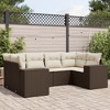 vidaXL 6 Piece Patio Sofa Set with Cushions - Brown and Cream - 2 of 4