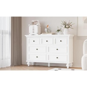 7 Drawer Dresser, Vintage Design Wooden Chest of Drawer with Metal Handles - 1 of 4