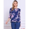 INSPIRE CHIC Women's Round Neck Ruffle 3/4 Sleeve Floral Print Chiffon Blouse - 3 of 4