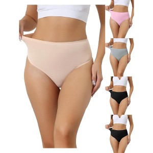 Allegra K Women's High Waist Tummy Control Stretch T-back Breathable Comfortable Thongs Multicolored - 1 of 4