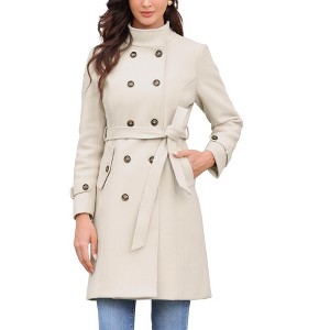 INSPIRE CHIC Women's Double Breasted Elegant Long Sleeve Winter Trench Pea Coat with Pockets - 1 of 4