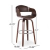 Mid-Century Modern Swivel Bar Stool with Faux Leather Upholstery, Wood Veneer Frame, and Chrome Footrest - 2 of 4
