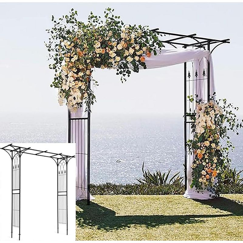 Tangkula Outdoor Garden Arch Flowers Climbing Plants Trellis Metal Wedding Archway, 1 of 10