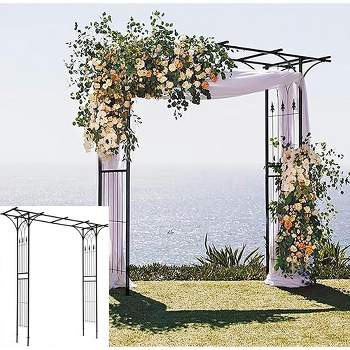 Tangkula Outdoor Garden Arch Flowers Climbing Plants Trellis Metal Wedding Archway