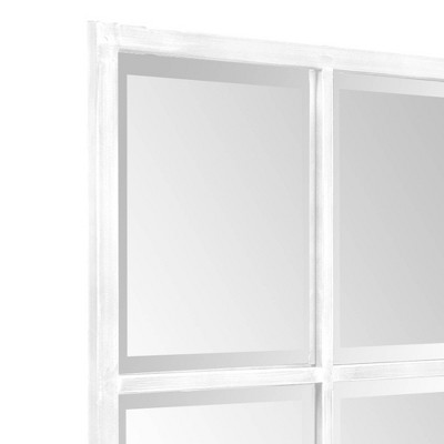 White Washed Rectangular Bronze and Silver Wall Mirror