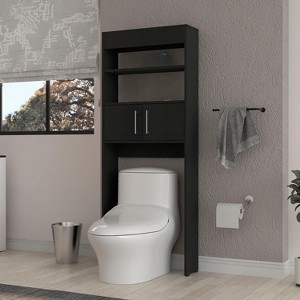 63in Over The Toilet Bathroom Space Saver Shelf, Bathroom Storage Cabinet Organizer, White - 1 of 4
