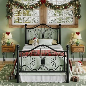 Kids Twin Size Metal Bed Frame with Butterfly Headboard Underbed Storage No Box Spring Needed - 1 of 4