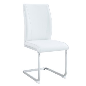 AZL1 Life Concept Accent Chairs Luxury Simple Arch Chair Set of 4 White PU Material High Resilience, Arched Metal Silver Leg, White, 17.5"*17.3"*39" - 1 of 4