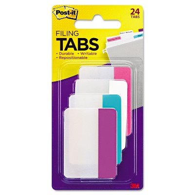 Assorted Pastel Self-Adhesive Filing Tabs, 2 x 1.5 Inches, 24 Pack