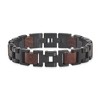 Black Bow Jewelry 15mm Black Plated Stainless Steel & Wood Link Adj. Bracelet, 8.5 Inch - 3 of 4