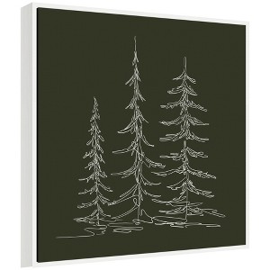 Kate & Laurel All Things Decor 30"x30" Sylvie Framed Canvas Evergreen Trees Sketch Green by the Creative Bunch White - 1 of 4