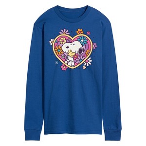Men's - Peanuts - Hug Heart Flower Long Sleeve Graphic T-Shirt - 1 of 4
