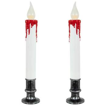 Northlight Set of 2 Pre-lit LED White and Red Halloween Candles 9"