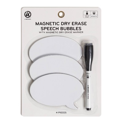 U Brands 4pc Magnetic Dry Erase Speech Bubbles with Marker