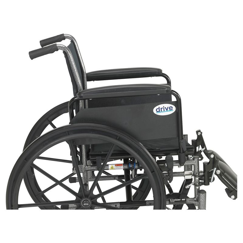 Drive Medical Cruiser III Light Weight Wheelchair with Flip Back Removable Arms, Full Arms, Elevating Leg Rests, 18" Seat, 2 of 4