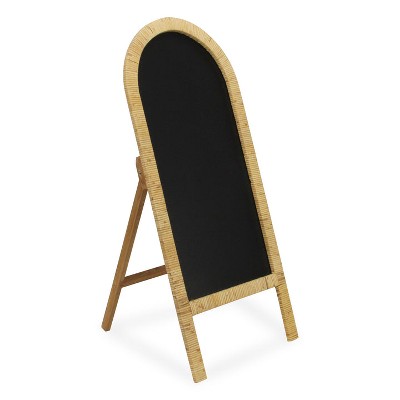 Roussilon Curved Rattan Wrapped Standing Chalkboard - Large