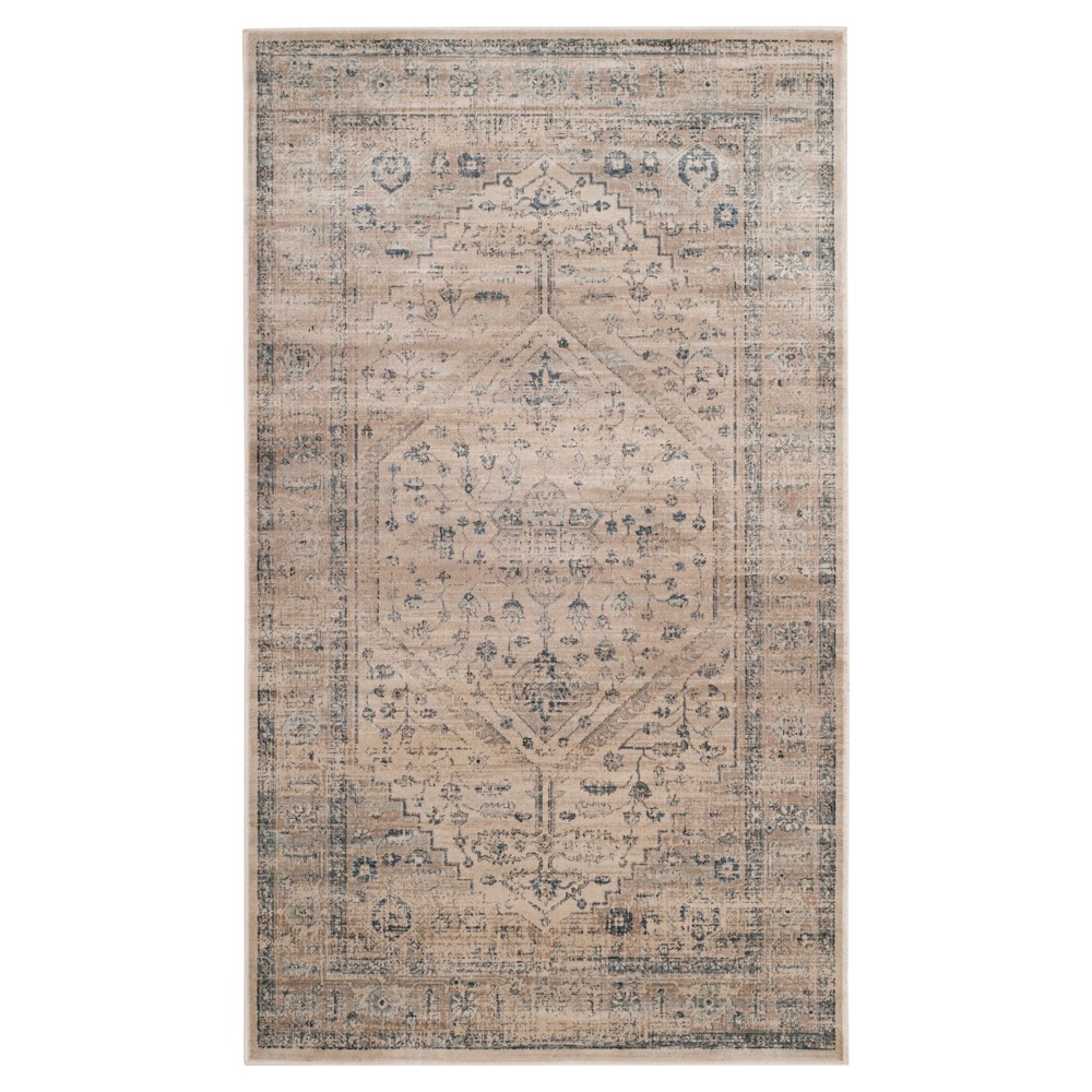 Stone/Blue Solid Loomed Accent Rug - (3'3inx5'7in) - Safavieh