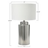 Storied Home Glam Stoneware Lamp with Linen Shade, Metallic Silver Glaze - 2 of 4
