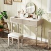 FONTOI Luxury Vanity Table with Height-Adjustable Mirror, Round Mirror, Dressing Table with Round Mirror for Bedroom, Champagne, 17.7"*29.9"*39.4" - 4 of 4