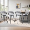Elegant Swivel Counter Height Stools Set of 4, Seats with Back, Metal Legs, Modern Quilted Chairs for Kitchen or Bar-Maison Boucle - 2 of 4