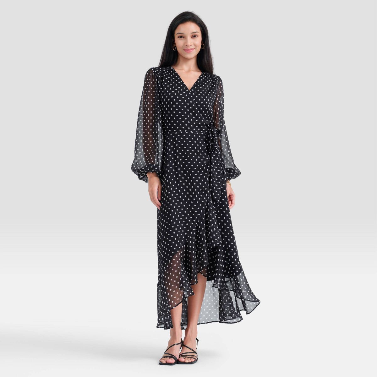 Women's Balloon Long Sleeve Maxi Wrap Dress - A New Day™ - thumbnail 3