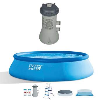 Inflatable Above Ground Swimming Pool Bundled w/Pool Filter Pump System