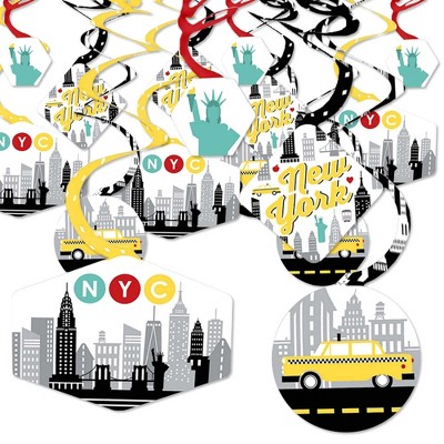 Big Dot of Happiness NYC Cityscape - New York City Party Hanging Decor - Party Decoration Swirls - Set of 40