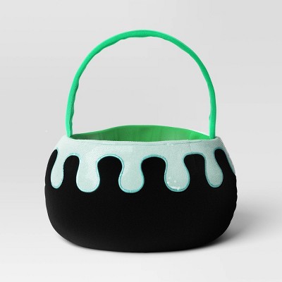 Halloween Round Cauldron Trick or Treat Decorative Bling Basket Green - Hyde and EEK! Boutique™