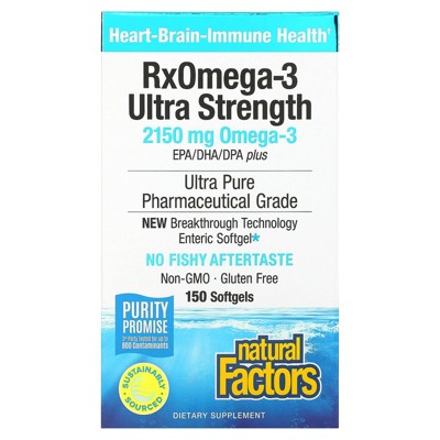 Natural Factors RxOmega-3 Ultra Strength, 150 Softgels (1,075 mg per Softgel)