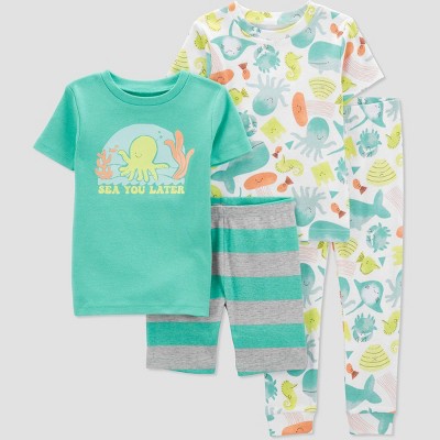 Image of Carter's Just One You®️ Toddler Boys' 4pc "Sea You Later" Sea Creatures Pajama Set - Green/White 12M