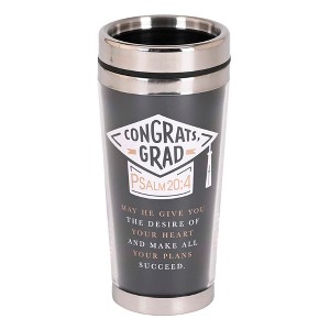 Dicksons SSMUG-374 Congrats Grad May He Give You The Desire Of Your Heart Black, White, And Gold 16 Ounce Stainless Steel Travel Mug Tumbler With - 1 of 2