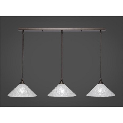 Toltec Lighting Any 3 - Light Chandelier in  Bronze with 12" Italian Bubble Shade