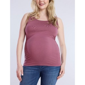 Women's Scoop Neck Side-Ruched Maternity Tank Top | Motherhood Maternity - 1 of 4