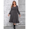 Women's Plus Size Sweater Dress V-Neck Long Sleeve Fall Winter Dressed with Pockets - 2 of 4