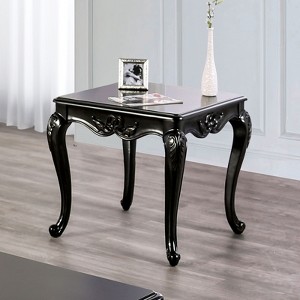 1pc Square End Table Traditional Style Curved Shape Legs Carved Design Solid Wood Structure Champagne Finish - 1 of 4