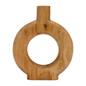 Sagebrook Home 11"Lx2"Wx14"H, Wood Donut Shaped Vase, Brown Finish, Decorative Vase for Home Decor and Centerpieces for any Space in Your Home - 1 of 4