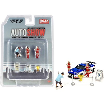 "Auto Show" Diecast Set of 6 pieces (3 Figurines and 3 Accessories) for 1/64 Scale Models by American Diorama